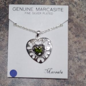 Marsala Marcasite Women's Heart Necklace